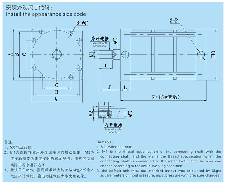 JRBL多倍出力氣缸產品總行程圖 JRBL多倍出力氣缸產品設計圖
